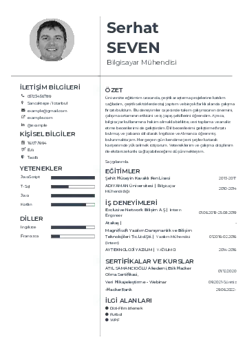 Bilgisayar Mühendisi CV Örnekleri cv indir